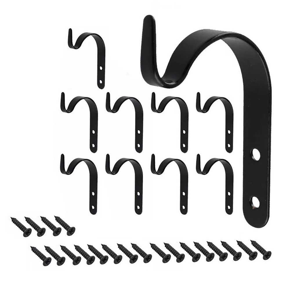10pcs Decorative Garden Plant Hanger Hook Black Iron Hanging Basket Brackets