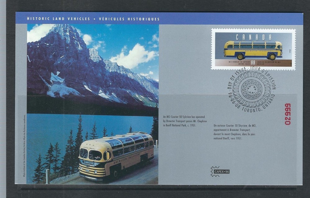 Canada / Historic Land Vehicles . Maximum card FDC. Motor Coach Courier Skyview