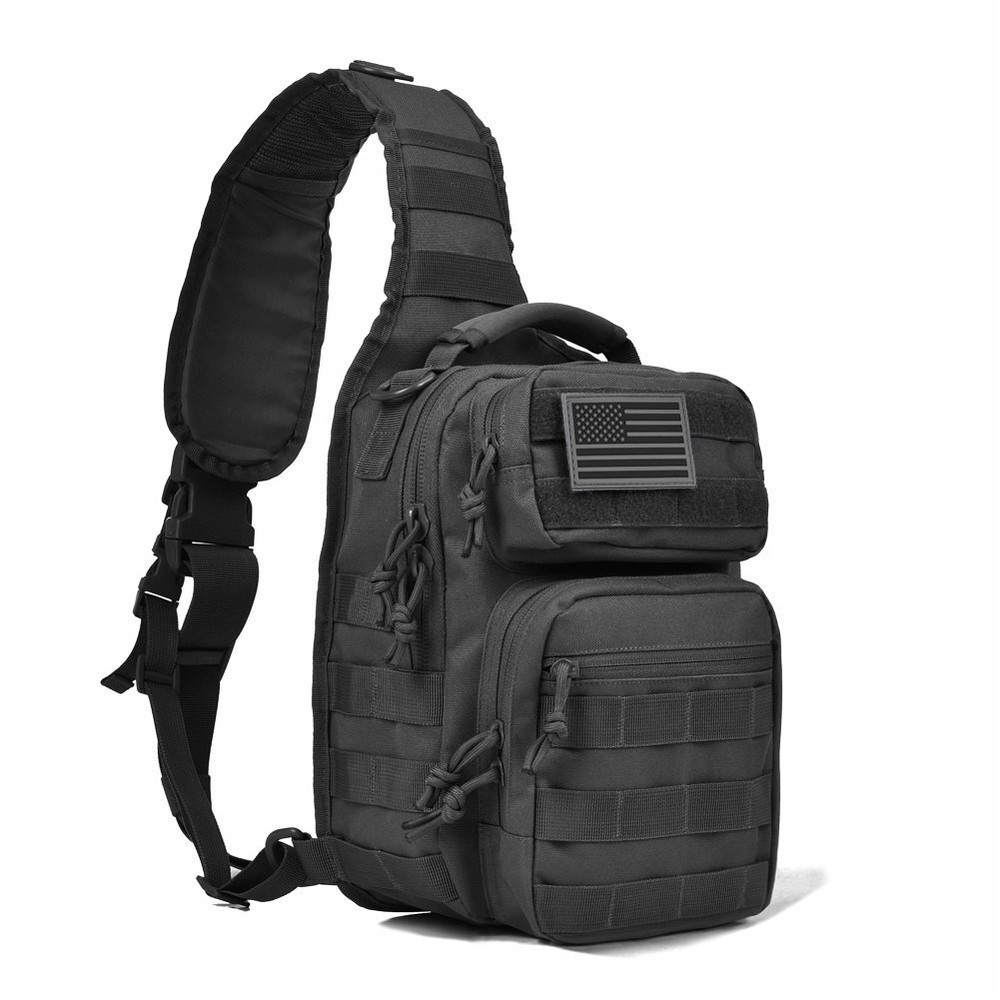 REEBOW GEAR Tactical Shoulder Sling Backpack Small Black Military Style