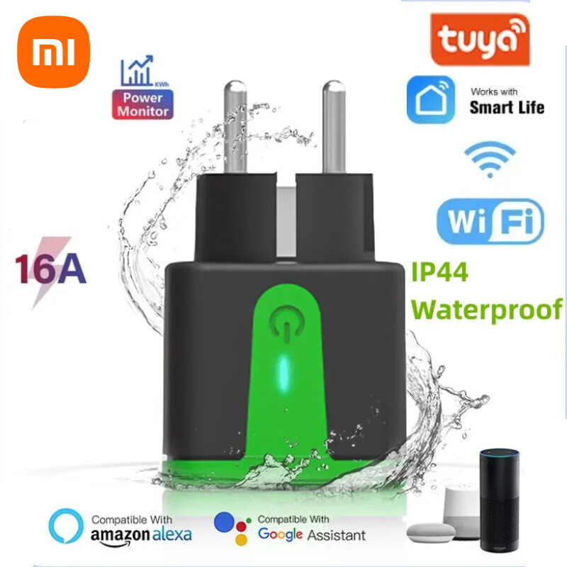 Wifi Tuya Smart Outdoor Socket EU Plug 100-240V 16A IP44 Waterproof Wireless Soc