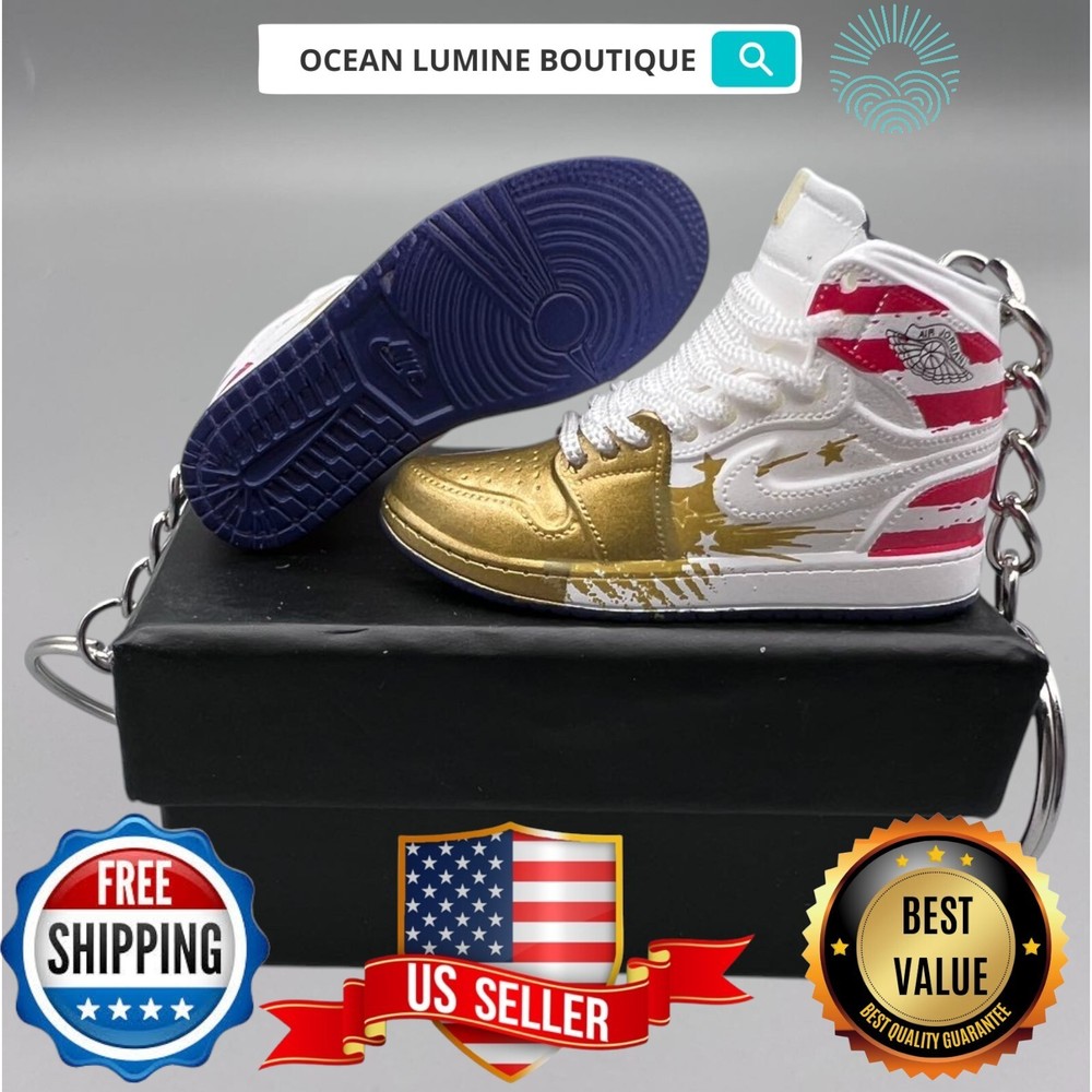 Air Jordan 3D Mini Sneaker Keychain, Basketball Sneaker Collectible, Box Options