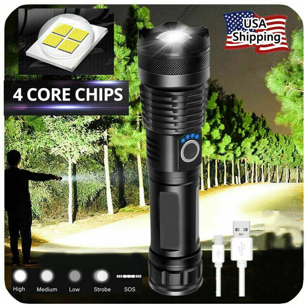 Super-Bright LED Tactical Flashlight Torch With Rechargeable Battery