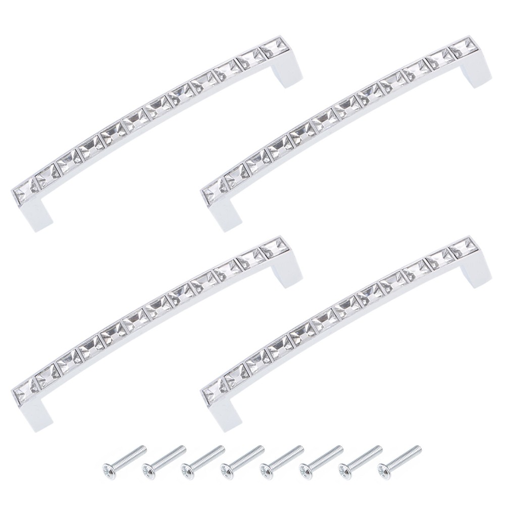 Crystal Drawer Pull Handles 136mm 5.35 Inch 4Pcs with Screws Clear Glass Knobs
