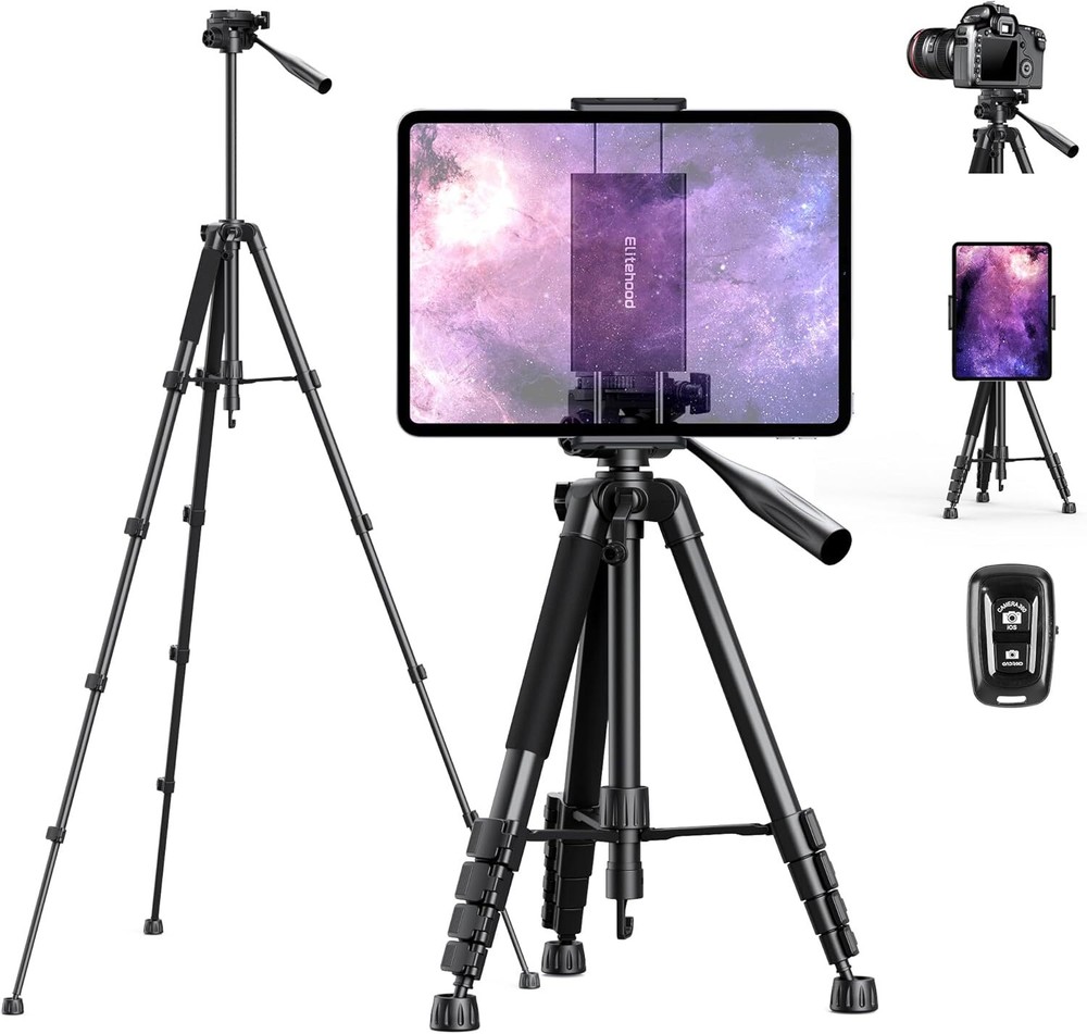 Elitehood 68 Heavy Duty Ultra-Stable iPad and Camera Tripod Stand for Stability