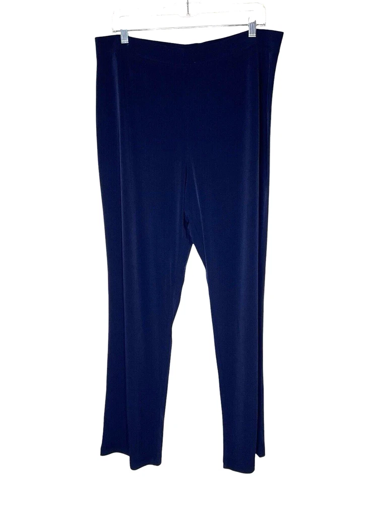 Susan Graver Women's Pants Sz 3x Essentials Liquid Knit Straight Blue A228083