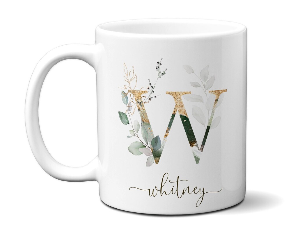 Personalized Floral Monogram Name Mug Custom Bride Gift Cup  