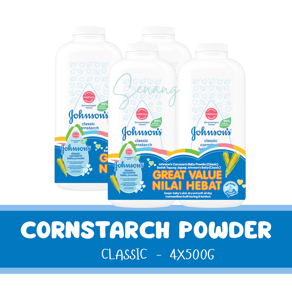 Johnson's Baby Powder Classic Cornstarch 4x500g Twin Pack Original