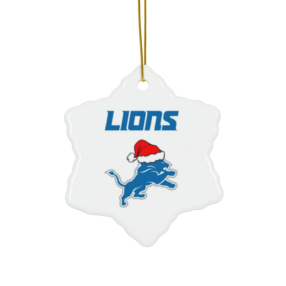 Detroit Lions NFL Ceramic Ornament with Santa Hat for Fans