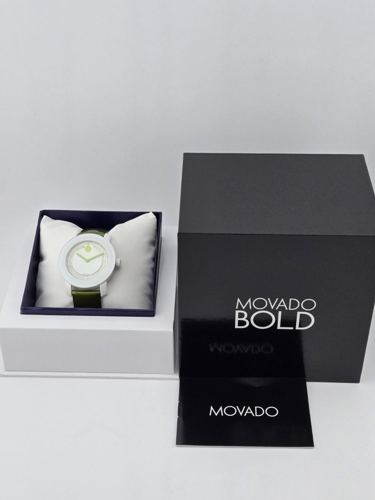 Movado Bold Women's White Crystal Dial Leather Band Watch - 3600316 ($495 MSRP)