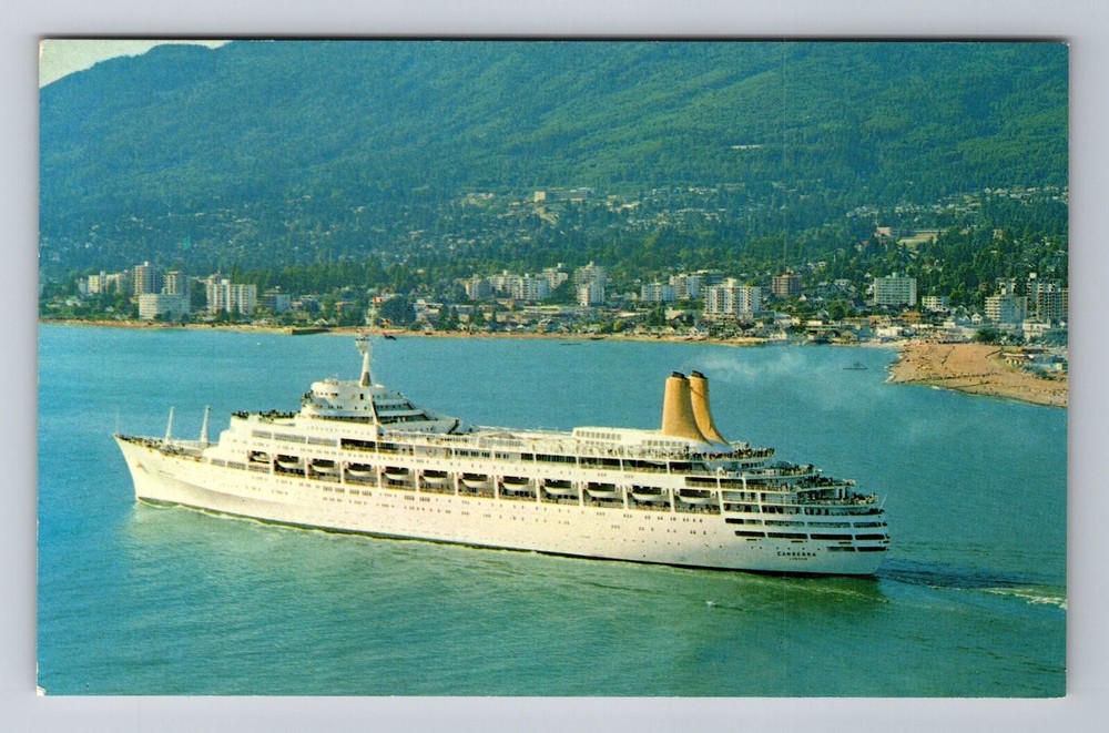 West Vancouver B.C. Canada, Cruise Ship M.V. Canberra, Vintage Souvenir Postcard