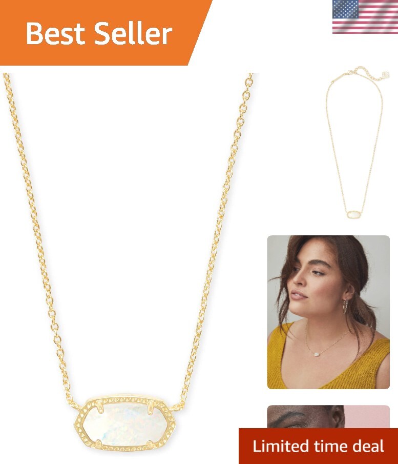 Elisa Pendant Necklace for Women, Fashion Jewelry, 14k Gold-Plated
