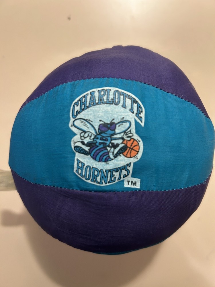 90s NBA Charlotte Hornets Retro Purple Teal Plush Basketball Collectible