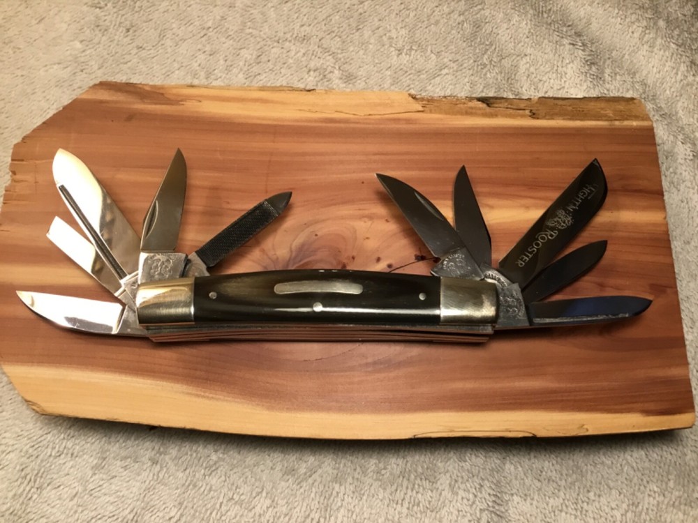 Frank Buster  Fight'n Rooster Buffalo Horn Pocket Knife 1/100, 1982 10 Blade