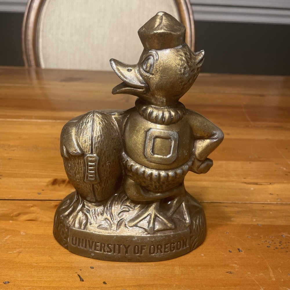 Old University Of Oregon Ducks Mascot Citizens Bank Metal Statue Paper Weight