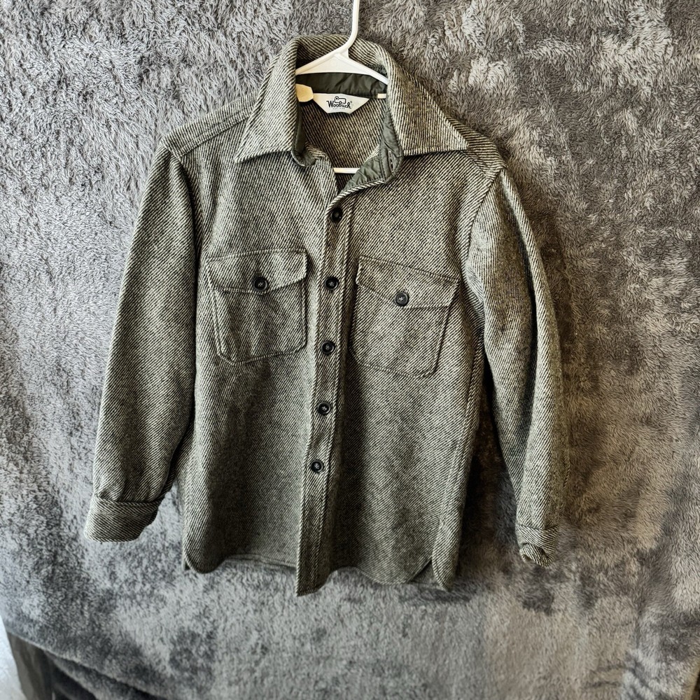 Vintage 60’s Woolrich Wool Over Shirt Jacket Mens Sz M Herringbone Jacket PNW
