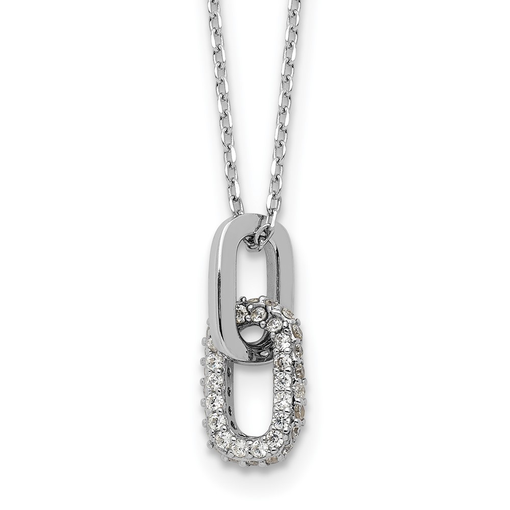 Sterling Silver CZ Micro Pave Necklace 16 Inch with 2 Inch Extender