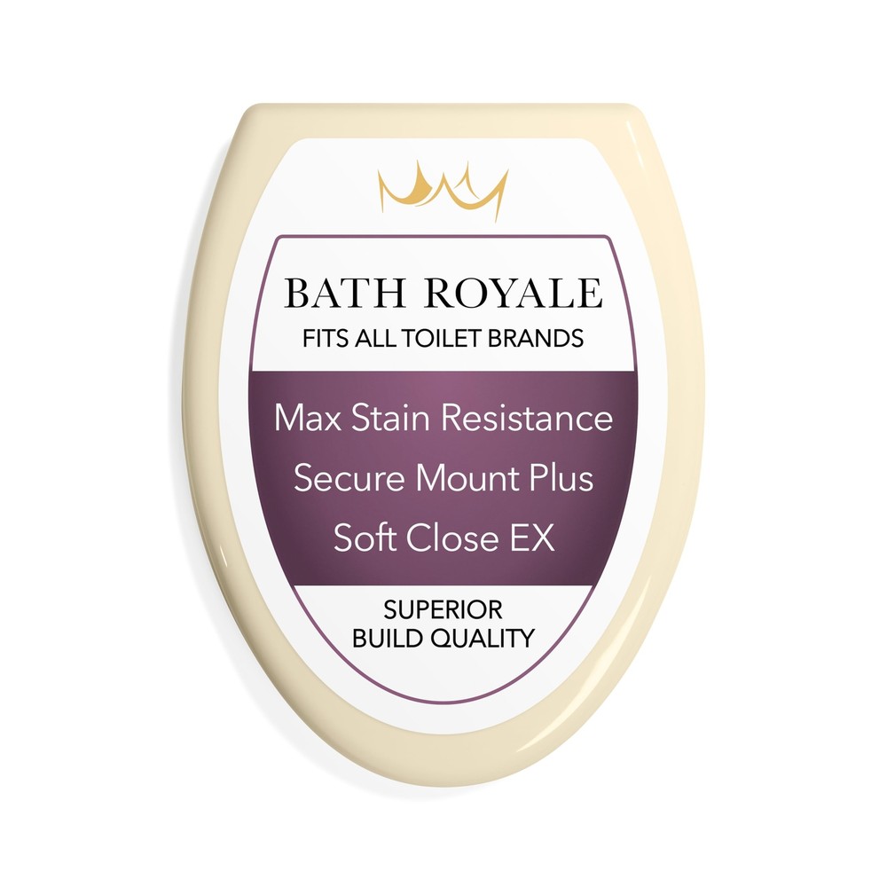 Soft Close Elongated Toilet Seat in Almond Bone - Stain Resistant