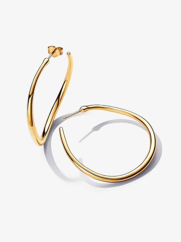 Pandora Gold-Plated Organic Open Hoop Earrings 263299C00 Shop Now-image