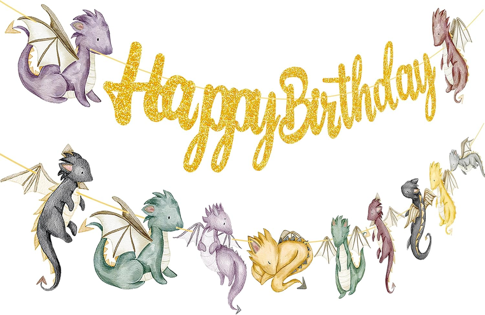 Dragon Birthday Party Banners 2Pcs Dragon Cutout Banners Fantasy Dragon Party Ha