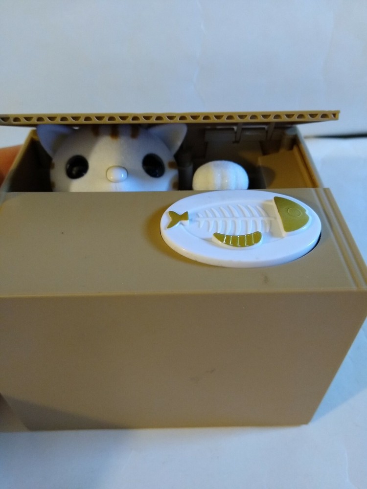 Cat Kitty Piggy Bank Automated Stealing Coin Saving Box US-image