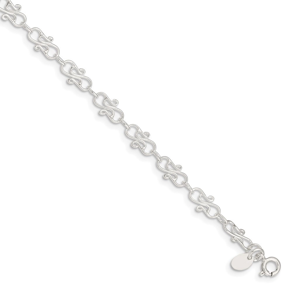 Sterling Silver Polished Women's Anklet 10 Inch 3.97 Grams