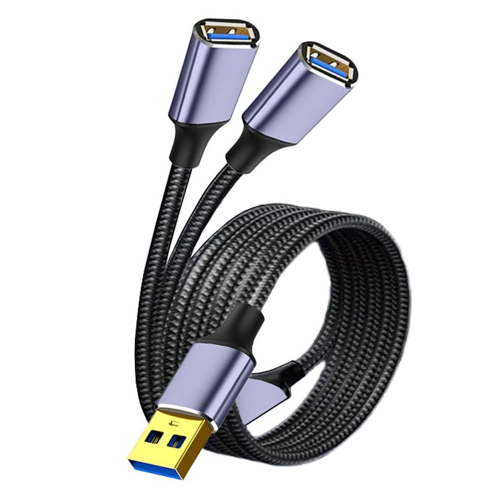 1.6Ft USB Splitter Hub - 1 Male to 2 Female Port Extender