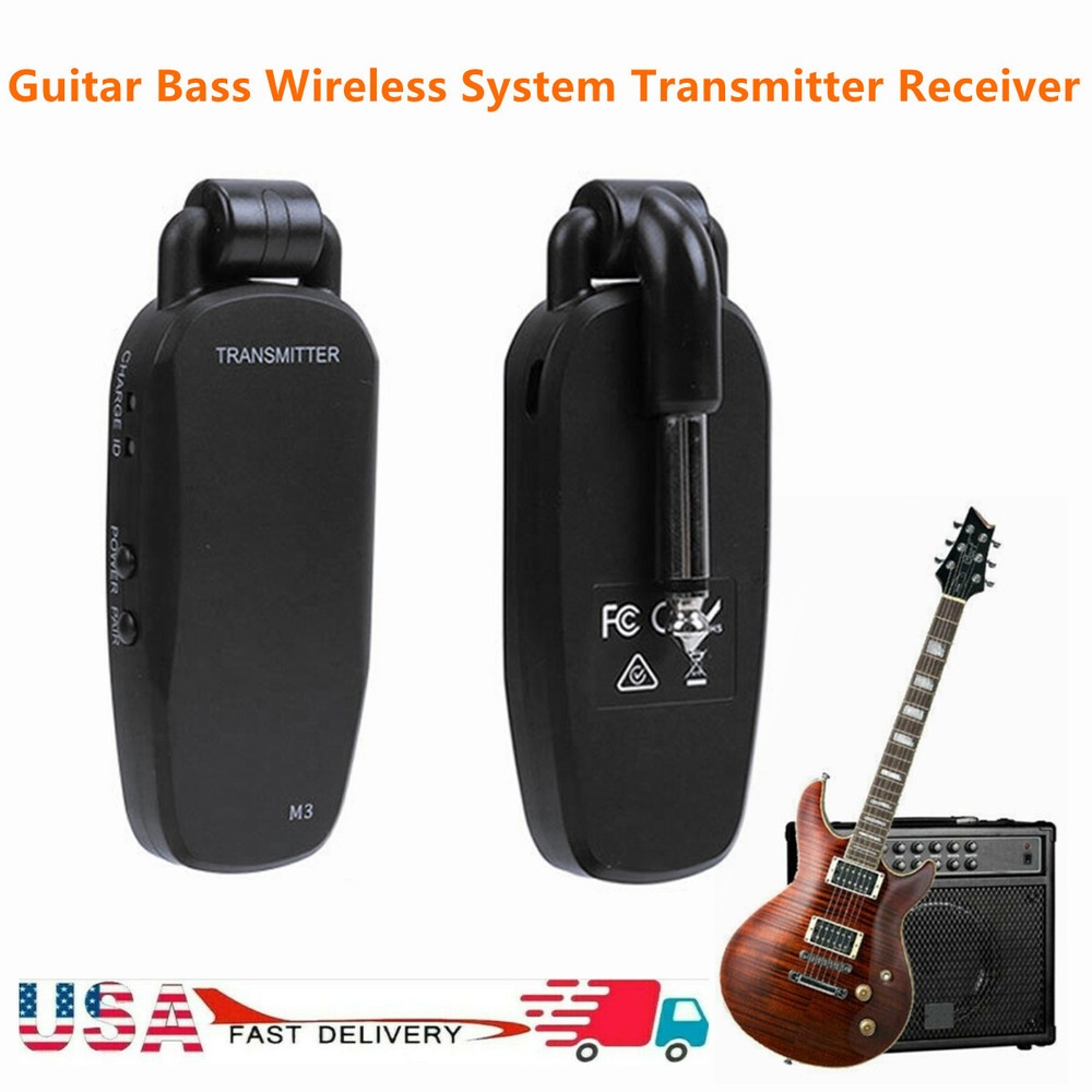 UHF Wireless Guitar System Transmitter Receiver Rechargeable fr Guitar Bass P7B9