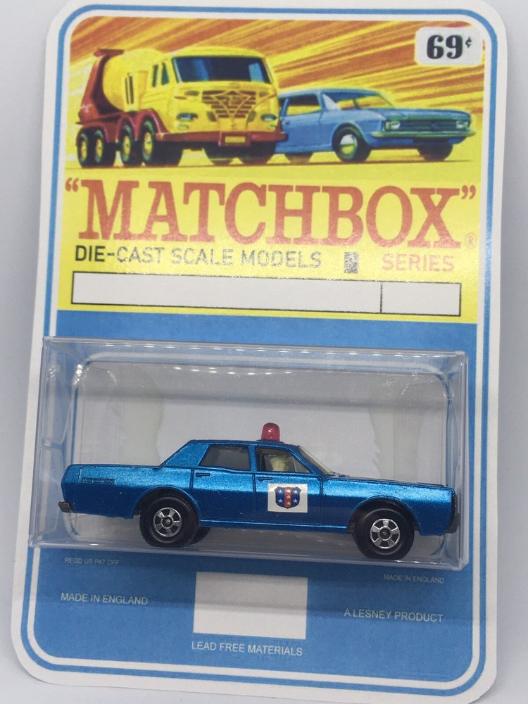 Vintage Lesney Matchbox 55 Custom Superfast Mercury Police Car Blister Pk