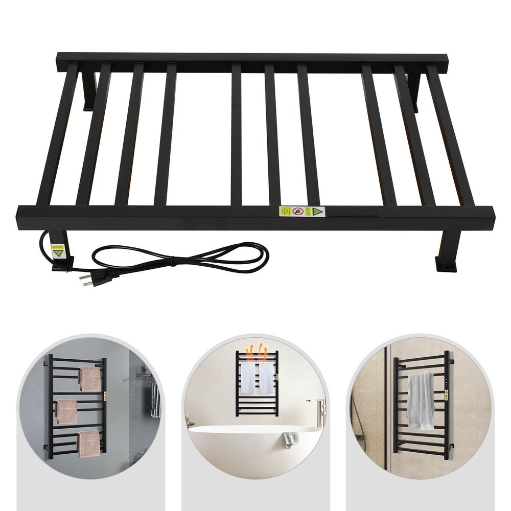 Black Stainless Steel Wall Mounted Square Towel Warmer