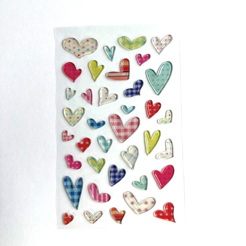 Epoxy Heart Stickers Valentine's Day Scrapbooking Junk Journaling Collage Cards