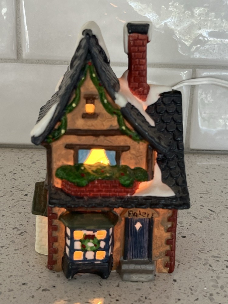 Dickens Keepsakes Heartland Valley Village Victorian Snow-Covered Bakery with Lights