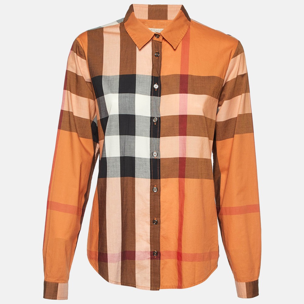 Burberry Brit Orange Nova Checks Cotton Shirt L