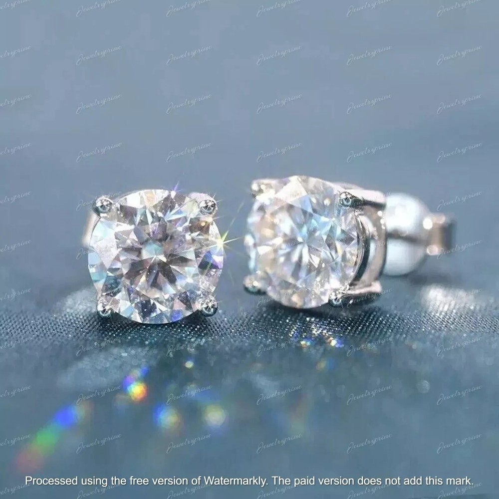 2Ct Round Cut Solitaire Created Diamond Women Stud Earring 14k White Gold Over