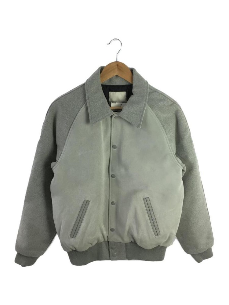 Men's Slim Fit Gray Leather Biker Jacket Blouson Style 2296