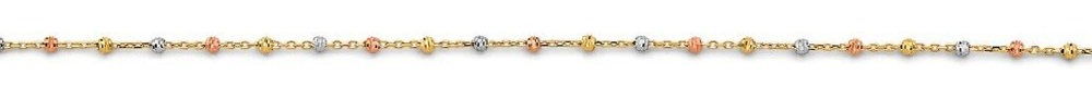NEW 14K TRY COLOR GOLD FANCY DC BEAD ANKLET