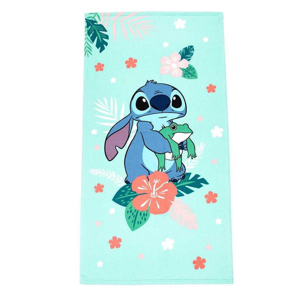 Disney Stitch Tropical Beach Towel with Frog Design 27x54 New Bath Towel