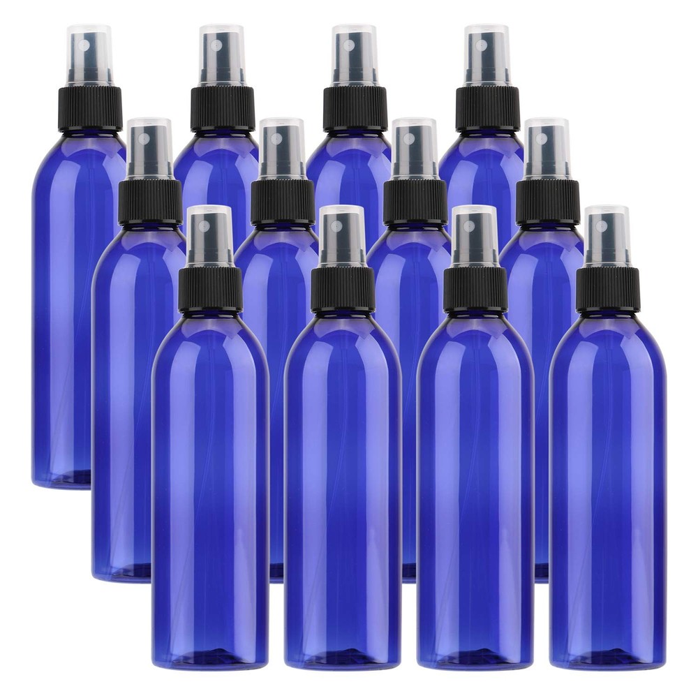 12 Pack 8oz Plastic Fine Mist Spray Bottles with Black Nozzle