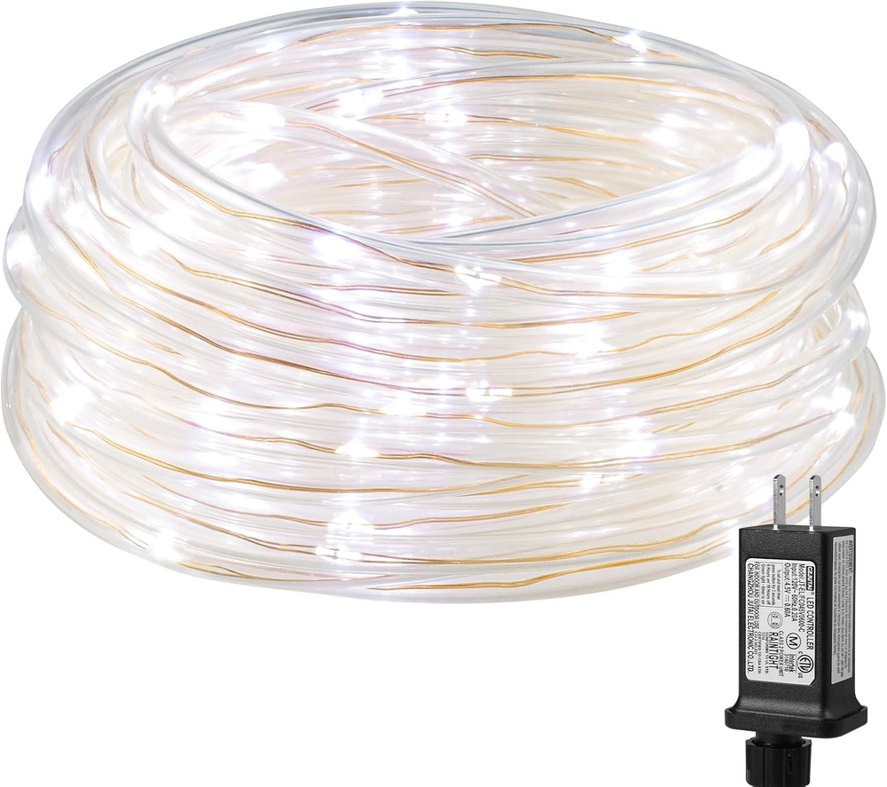 Plug in Rope Lights with Small Tube, 1/4 in Pencil-Size, 100 LED Copper Wire Str