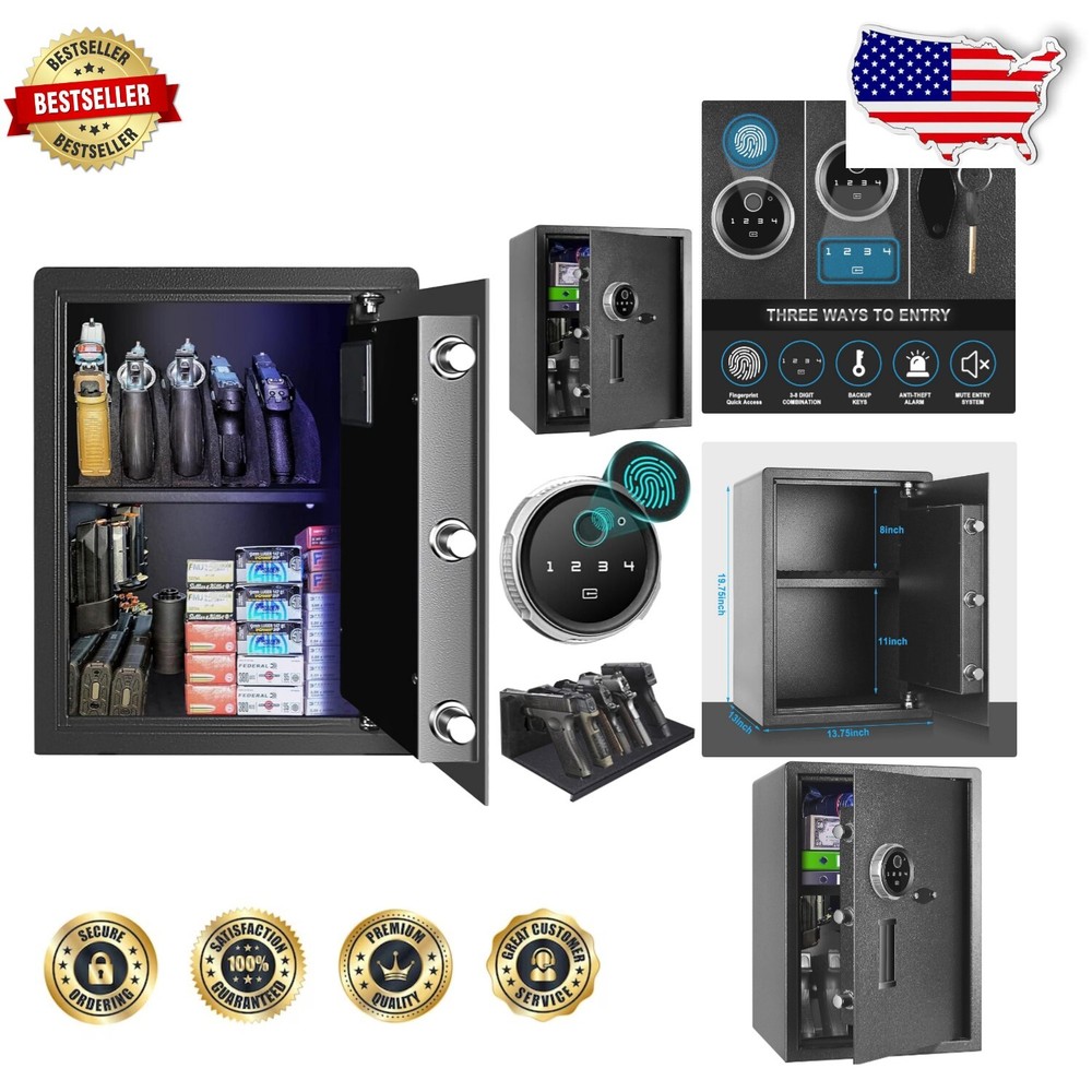 Biometric Fingerprint Safe for Home & Office - 1.8 Cu Ft Secure Storage for Valuables-image