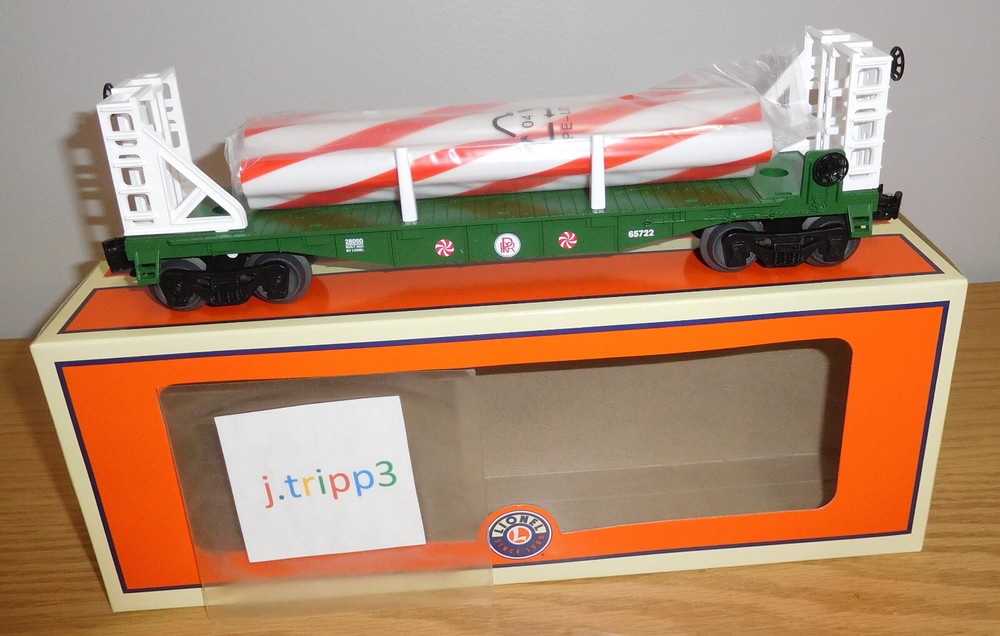 LIONEL 2428090 CHRISTMAS PEPPERMINT RAILROAD FLAT CAR BULKHEADS O GAUGE TRAIN