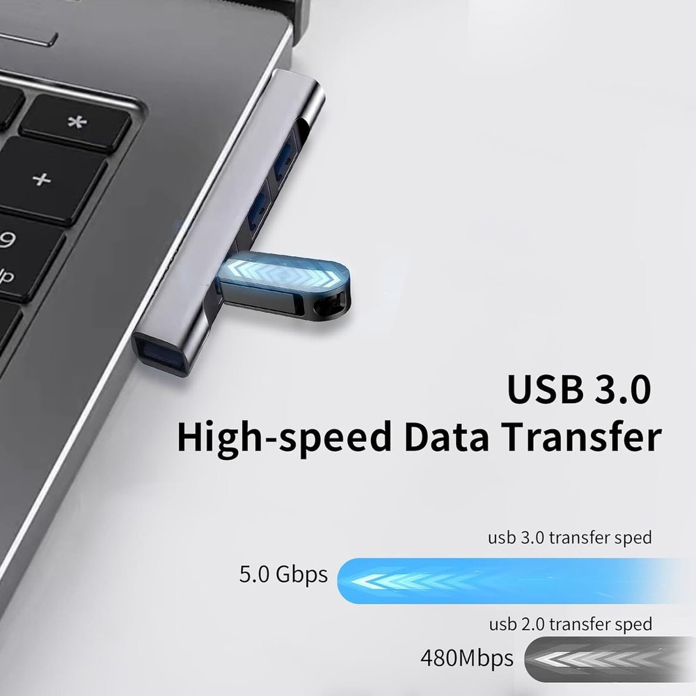 4-Port USB 3.0 Hub with OTG - 5Gbps Aluminum Alloy Dock Plug & Play