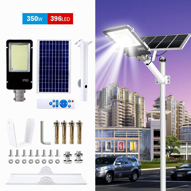 350W Solar Street Light with 796 LEDs IP65 Dusk-Dawn PIR Sensor Pole & Remote