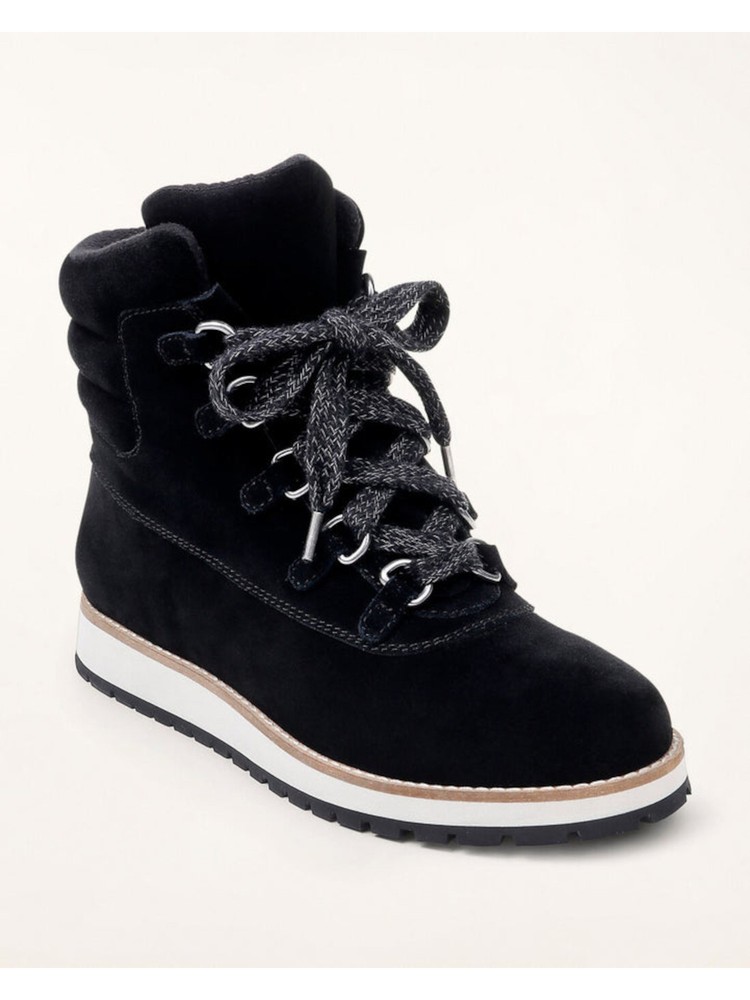 SPLENDID Womens Black Padded Potter Round Toe Wedge Leather Hiking Boots 8 M