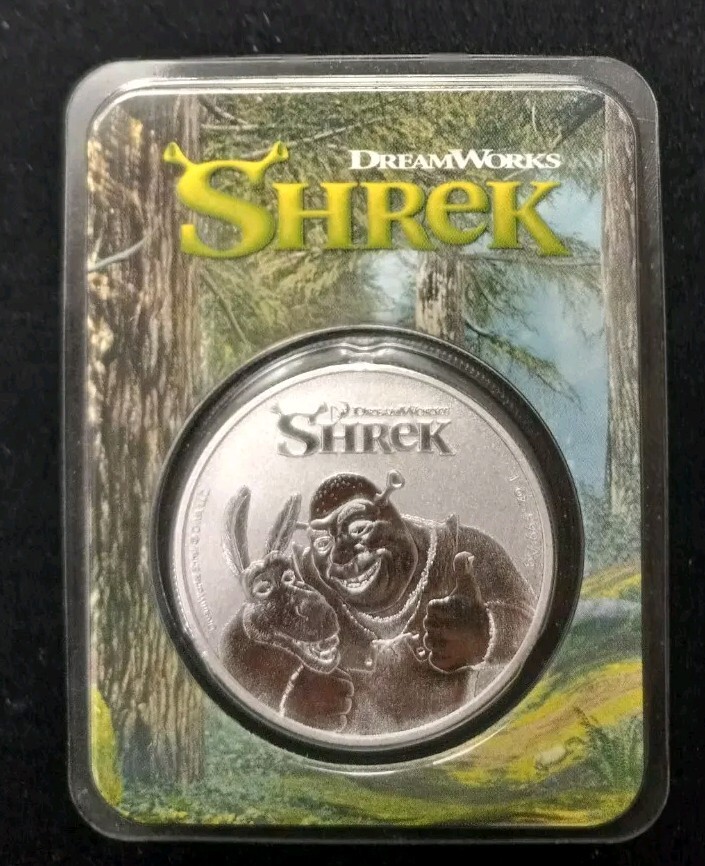 2021 Dreamworks, Shrek, Colorized 1 oz .999 Fine Silver In TEP