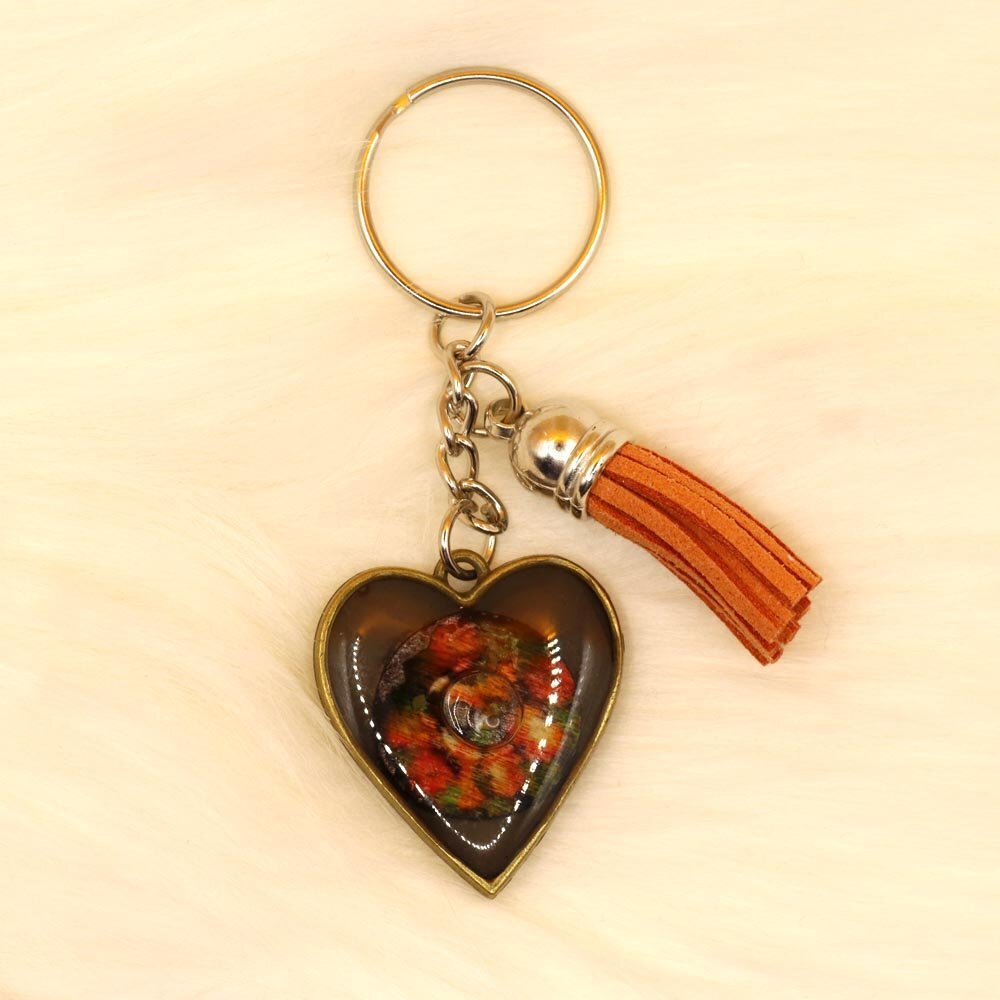 Floral Button Keychain