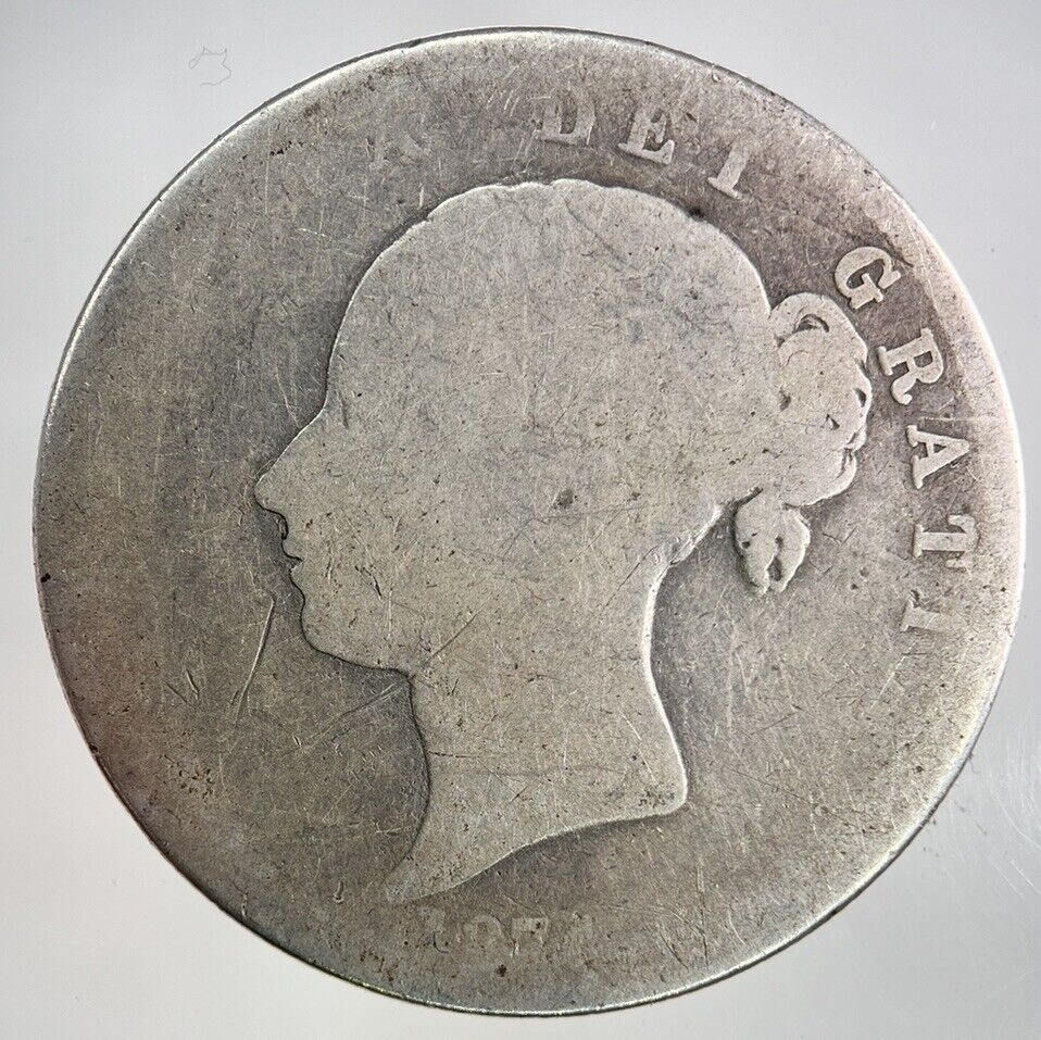 Victorian British Silver Half-Crown Coin in Fair Condition