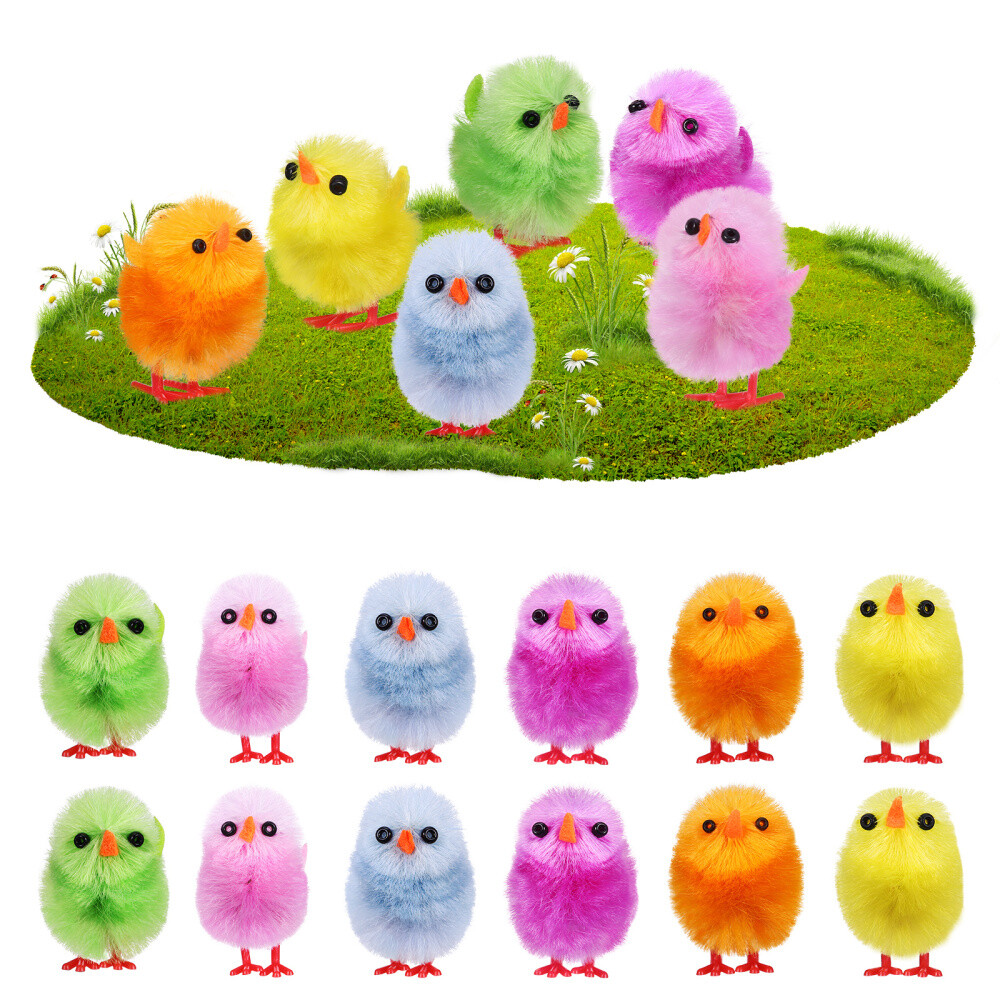 18-Piece Mini Velvet Chick Peeler Plant Decor for Kids Nursery