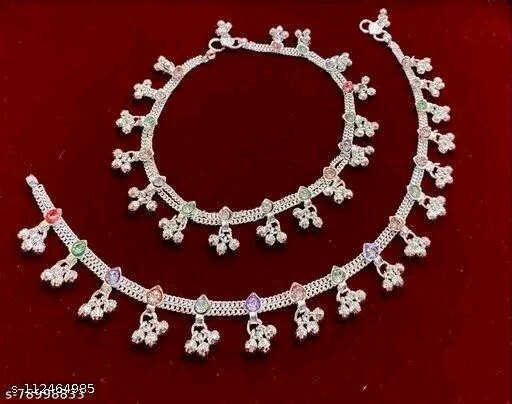 Silver Ghungroo Anklet Bollywood Indian Jewelry for Women Afghan Design