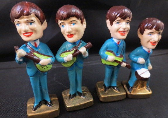THE BEATLES FAB Lot Set of FOUR NODDER BOBBLEHEAD SET VINTAGE REPRO John Lennon