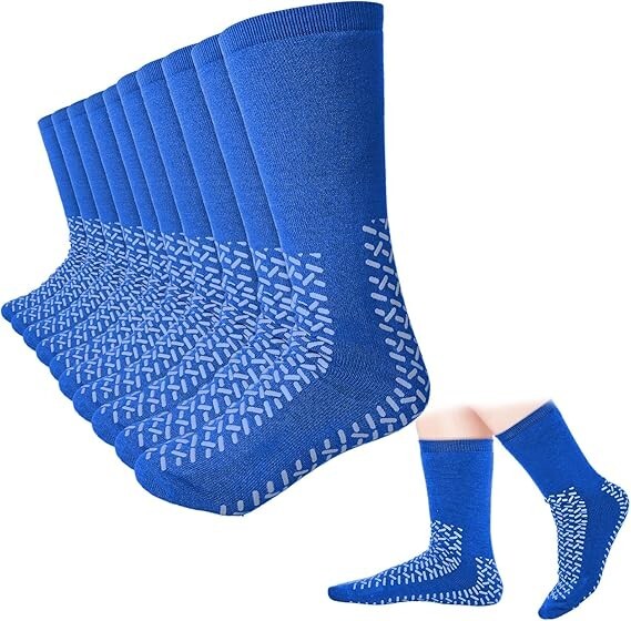 10 Pairs 3XL Hospital Socks Double Sided Tread Non Slip Socks Large Wide Grip